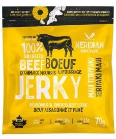 Meridian Smokehouse Grass-Fed Beef Jerky Maui Teriyaki - 70g (6 Case Pack) - Our Premium Quality Tender and Flavorful Snack - Buy Online on GoSupps.com
