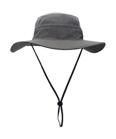 Home Prefer Men's Sun Hat UPF 50+ Wide Brim Bucket Hat Windproof Fishing Hats Dark Gray