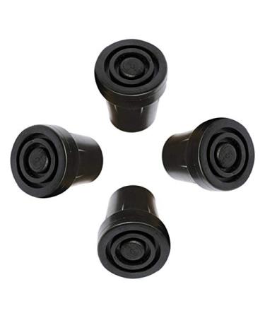 SilteD SilteD Cane Crutch Feet Tips PCP Replacement Reinforced Rubber Essential Medical Supply 3/4" Black (Pack of 4)