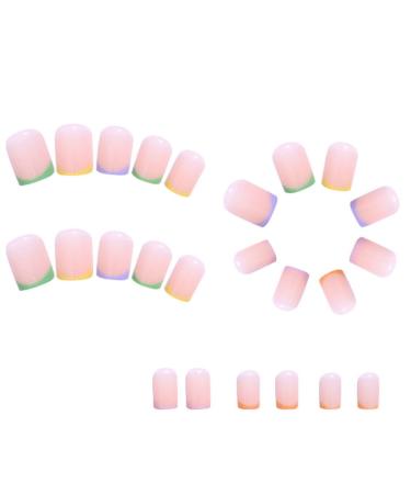 Widybord 1 Set Through Wearable Nail Wearable Press on Nails Full Cover Nail Tips French Edge Pink