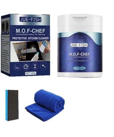 Mof Chef Cleaner Powder Heavy Duty Degreaser Cleaner Mof Chef Protective Kitchen Cleaner Foaming Heavy Oil Stain Cleaner All Purpose Cleaner Powder For Hood Pots Grill Sink (1pc)
