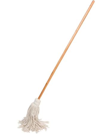 Large Wet Deck Cotton Mop w/ Solid Wood Handle - 11 Oz White | American Market - Buy Online on GoSupps.com