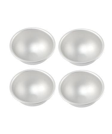 COHEALI Circle Stencil 4PCS soap molds food molds cake mold Aluminum Molds Bath Moulds cake pan puck 3d baking mold Silver medium