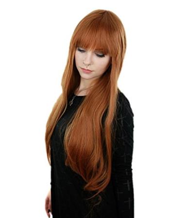 Prettyland Long Hair Wig with Bangs - Orange-Brown Straight Wig for Women | C1109 - International Shipping Available - Buy Online on GoSupps.com