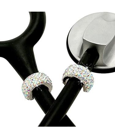 Bling Stethoscope Charms 4 Pack: Name Tags & Crystal Charms for Nurses, RTs, Vets - Violet Kiss Crystal (Silver/Purple/AB/Pink) - Buy Online on GoSupps.com