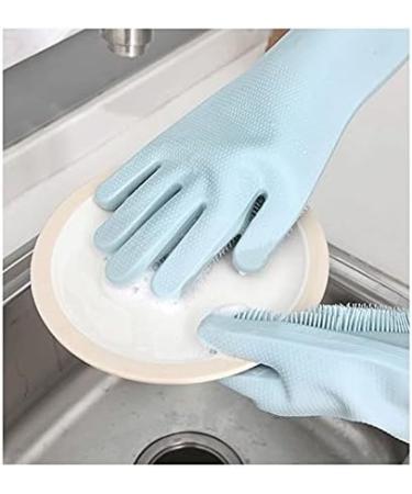 ESASAM Cleaning Gloves Silicone Dishwashing Gloves Household Kitchen Blue Green (15.5 * 34.5cm) Multifunctional Durable Thick Housework Gloves - Buy Online on GoSupps.com