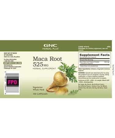 GNC Herbal Plus Maca Root 525mg - 100 Capsules | Supports Vitality & Wellness | Buy Internationally - Buy Online on GoSupps.com