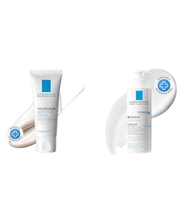 La Roche Posay Face Cream & Body Lotion BUNDLE Toleriane Sensitive Cream & Lipikar Baume LIGHT AP+M Hydration for Face & Body Suitable for Sensitive Dry to Very Dry Skin Fragrance-Free BUNDLE: Toleraine Cream & Lipikar Baume