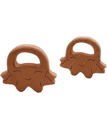 Wendysun 10pcs Cartoon Wood Teether Baby Teething Nursing Toy - Animal Cookies Shape, Natural Beech Teether for DIY Pendant - Buy Online on GoSupps.com