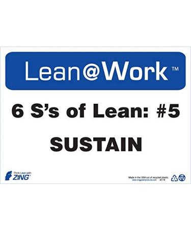 ZING 2178 Lean at Work Sign Six Ss Lean Sustain 10Hx14W Recycled Plastic (14 Pack)