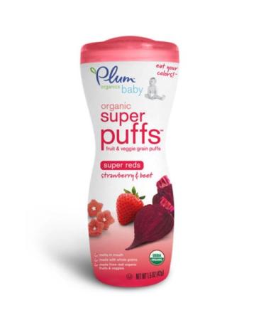 Plum Organics Super Puffs Organic Grain Cereal Snack Strawberry with Beet 1.5 oz (42 g)