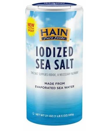 Hain Pure Foods Iodized Sea Salt 21 Oz 4-Pack + Free Measuring Spoon | 84 Oz Total | Sticker & Bubble Protection - Buy Online on GoSupps.com