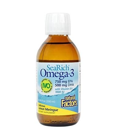 Natural Factors SeaRich Omega-3 with Vitamin D3 Delicious Lemon Meringue 6.76 fl oz (200 ml)