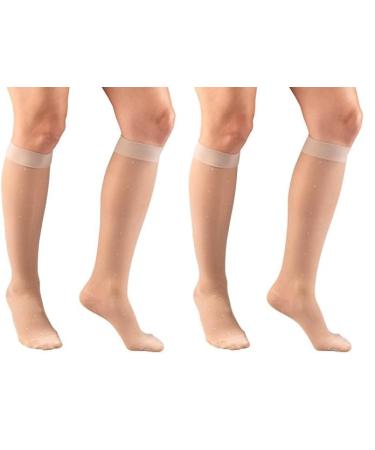 Truform Sheer Compression Stockings 15-20 mmHg Women's Knee High Length Dot Pattern Nude Small (Pack of 2) Nude Dot Pattern Small (1 Pair) (Pack of 2) Dot Pattern