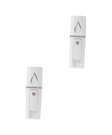 FOMIYES 2 pcs Face Handheld Device Mist Sprayer Mirrorwhite Steamer Spray Portable Nano Mini with 10.5*3cmx2pcs Whitex2pcs