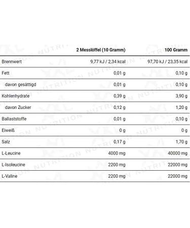 XXL Nutrition BCAA Powder 2:1:1 - Essential Amino Acids - Tasteless 500g | International Shipping Available - Buy Online on GoSupps.com