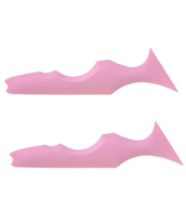 PLAFOPE Silicone Eyeliner Stencil 2pcs Silicone Beauty Ruler Eyelash Spoolies Face Cream Applicator Eyebrow Template With Wings 15.00X4.15X0.50CM Pink-1