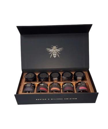 Flower nectar Honey + juice (10 x 40g) from Poland. Perfect for a gift. Premium black