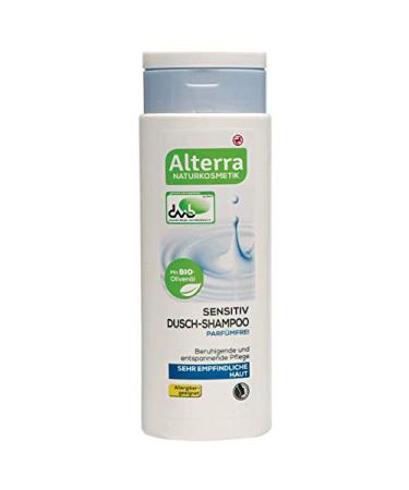 Alterra Sensitiv Shower Shampoo perfumefree 250 ml for very sensitive skin soothing and relaxing care with organic olive oil suitable for people with allergies Natrue certified natural cosmetics vegan