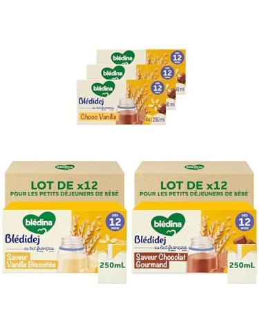 Bl dina - Bl didej - Lot de 48 briques aux C r ales Lact es pour b b - D s 12 mois - Petit D jeuner - Format Pratique 3 packs de 12x250 mL