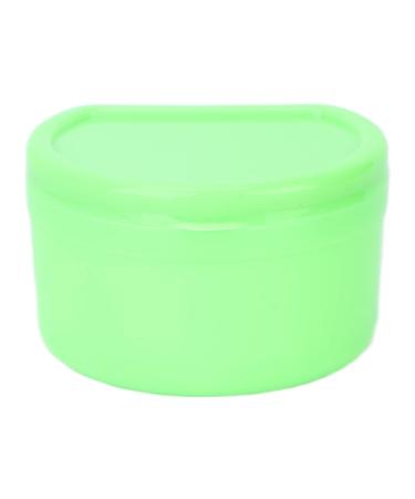 Denture Retainer Box Portable False Teeth Storage Box Small Tooth Cases with Basket Net Container for Travel(Green)