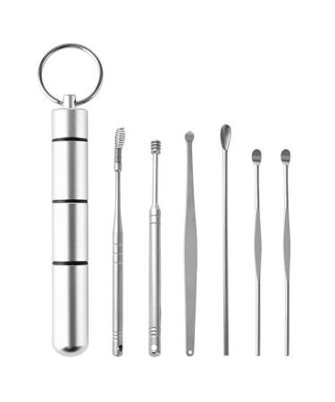 Ear Spoon Earwax Cleaning Tool Suit Storage Box Portable Metal Adult Curette Remover Silver