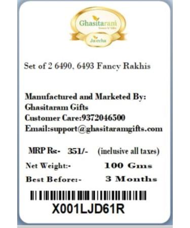 Ghasitaram Gifts Rakhi for Brother Rakhis Online - Set of 2 6490 6493 Fancy Rakhis - Buy Online on GoSupps.com