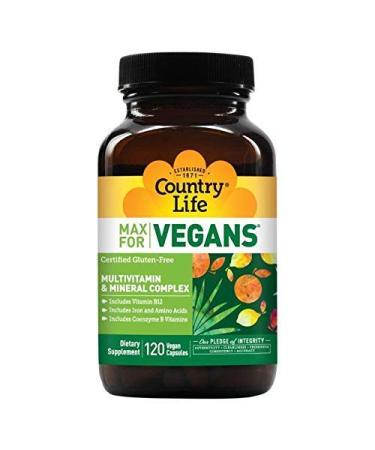 Country Life Max for Vegans Multivitamin & Mineral Complex 120 Vegan Capsules