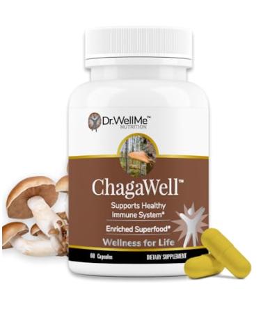 ChagaWell 500mg Chaga Mushroom Capsules - Focus Mental Clarity Immune Booster for Men and Women Non-GMO & Gluten Free Supplement (60 Capsules) 60 Count (Pack of 1)