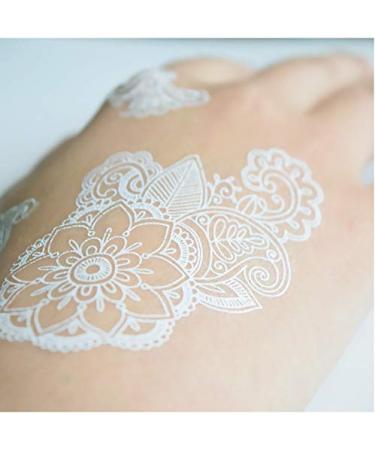 White Lace Henna Temporary Tattoo Stickers - Indian Mehndi for Wedding, Waterproof Body Art for Women and Teens (8 Sheets) - Buy Online on GoSupps.com