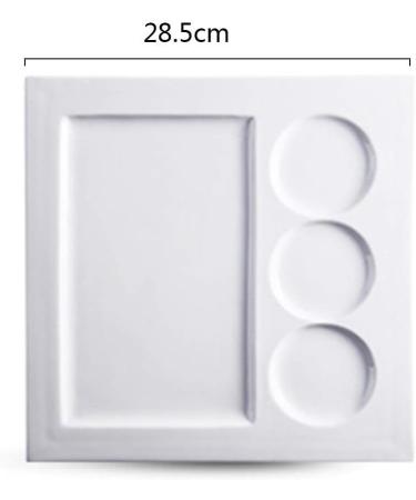 Plate Creative Ceramic Western Dish Steak Plate Breakfast Plate Grid Plate Square Plate Flat Plate Square Plate Gift Plate Kitchenware 28.5*28.5*1.6cm White - Buy Online on GoSupps.com