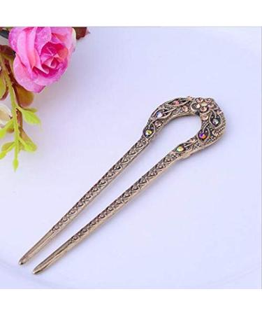 Hair Clips Vintage Hair Accessories Antique Bronze Gold Plated Clip U-shaped Hair Clip Pin Rhinestone Flower Hair Accessories Blue Hair Clips (Size : 1) - Buy Online on GoSupps.com