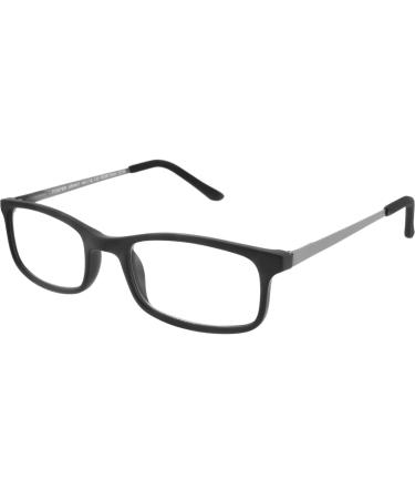 Foster Grant Men's Kramer E.Readers Reading Glasses Rectangular Black/Transparent 52 Millimeters 1.5 x