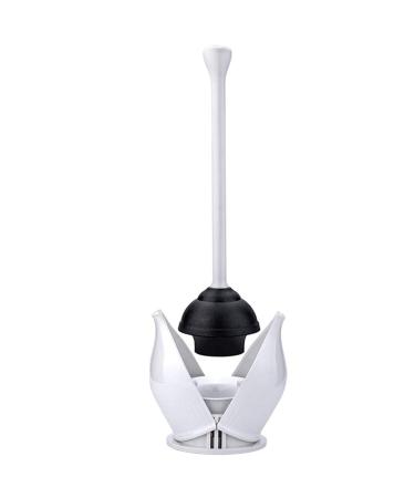 Toilet Plunger, Hideaway Toilet Plunger with Caddy, Plungers for Bathroom with Holder, Heavy Duty Toilet Plunger with Holder - White A White