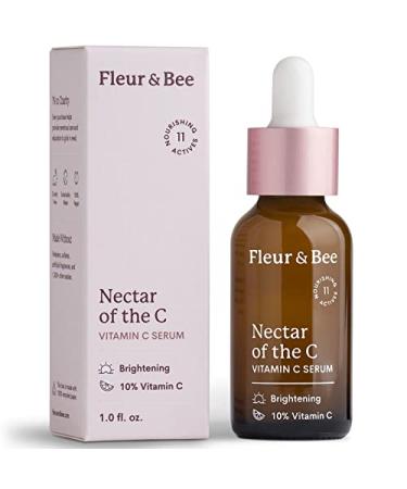 Vitamin C Serum for Face - 10% Vitamin C with Hyaluronic Acid  Vitamin E - Vegan & Clean - Anti Aging  Reduce Appearance of Wrinkles  Dark Age Spots  Lines - Nectar of the C by Fleur & Bee (1 Fl Oz) 1 Fl Oz (Pack of 1)