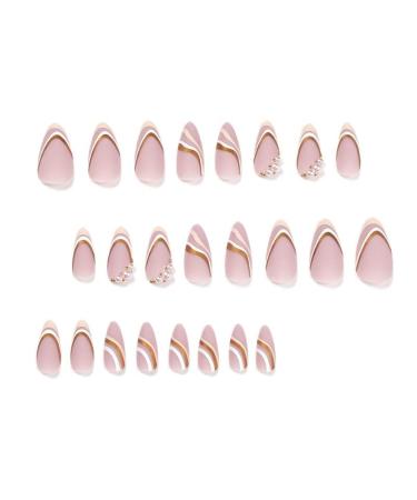 MURISE 24pcs Medium French Pink Press on Nails with Swirl and Pearls | Almond False Nails for Women and Girls - Buy Online on GoSupps.com