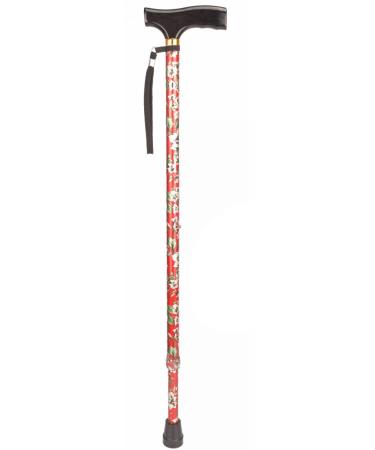Walking Cane Portable Hand Walking Stick Walking Cane with Smooth Wood Handle Adjustable Walking Cane Lightweight and Stable Walking Stick Cane for Men & Women Canes for Seniors (Red)