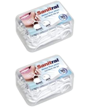50 Dental Floss Sticks - Flossing String Toothpicks for Oral Care (2 Packs) | International Shipping - Buy Online on GoSupps.com