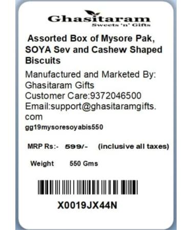 Ghasitaram Gifts Rakhi Gifts for Brothers Rakhi Sweets - Assorted Box of Mysore Pak SOYA Sev and Cashew Shaped Biscuits with Pearl Beads Rakhi - Buy Online on GoSupps.com