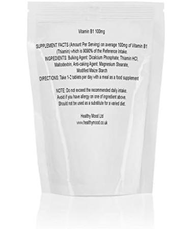 Vitamin B1 THIAMINE 100mg 90 Veg Tablets - Choose Your Packet Size - LetterBox Friendly UK Fast Delivery - Buy Online on GoSupps.com