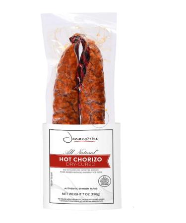 Hot Chorizo Ring - Spanish Chorizo for Authentic Tapas 7oz (Sarta) - All Natural, No Nitrates or Nitrites Added, No Color Additives Added, No Preservatives Added, No Artificial Ingredients, Gluten Free - Jamonprive
