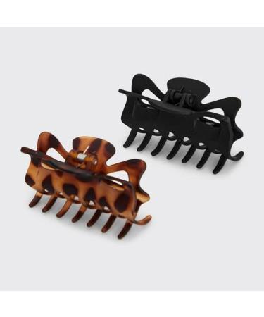 Kitsch Recycled Plastic Jumbo Claw Clips - Large Hair Clips for Women | Thick Hair Jaw Clips in Tortoise & Black (2pc Set) - Buy Online on GoSupps.com
