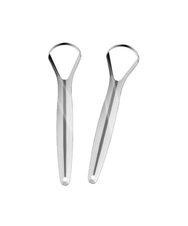 Stainless Steel Tongue Scraper Metal Cleaner Reusable Eco-Friendly F3F2 Tongue Care Brush Mouth Scraper 2 Pack.