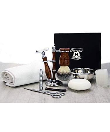 DE Safety razor badger hair brush 3-ring brush & razor shaving bowl soap