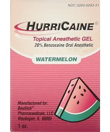 HurriCaine Topical Anesthetic Gel - 1 oz. by Beutlich (Watermelon, 1 Fl Oz (Pack of 1)) Watermelon 1 Fl Oz (Pack of 1)