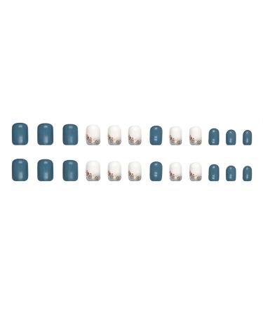 Blue Short Square Press on Nails with White Gradient | 24PCS Full Cover Acrylic Fake Nails for Women - Buy Online on GoSupps.com