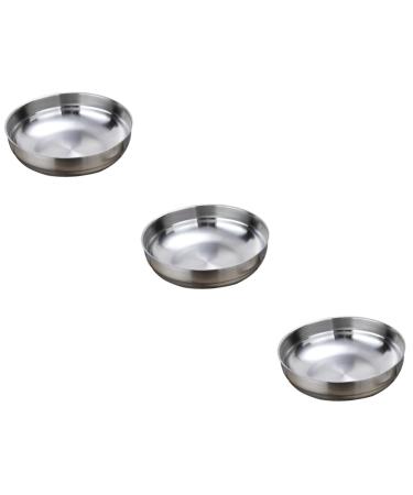 OUNONA 3pcs 304 Round Condiments Ramekins Appetizer Plates Soy Dipping Dish Sauce Containers Seasoning Bowl Stainless Steel Dishes Dipping Sauce Bowls Korean Food South Korea re-usable Size 2x3pcs As Shownx3pcs