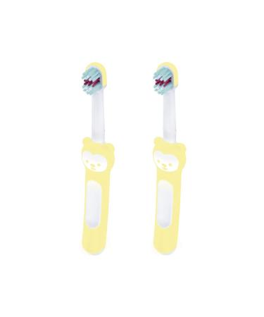 Mam Baby Brush Toothbrush Set for Neonati - 2 Pack with Security Ring & Grip for Milk Teeth (6+ Months) - Green 60g - Buy Online on GoSupps.com