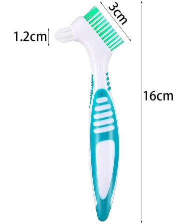 Portable Denture Double Sided Brush - Dual Head Toothbrush for False Teeth Cleaning (2 Pieces) - Buy Online on GoSupps.com