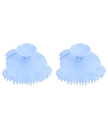FRCOLOR 2pcs Sponge Shampoo Scalp Head with Body Infant Bathing for Toddler Lovely Supplies Baby Soft Shower Handle Brush Silicone Scrubber Bath Care Comfortable New Comb 11X10X5CMx2pcs